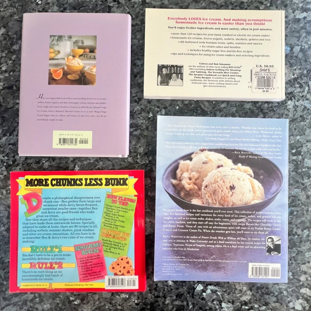 Ultimate Ice Cream Cookbook Lot of 4 Sorbets Dessert Recipes Book